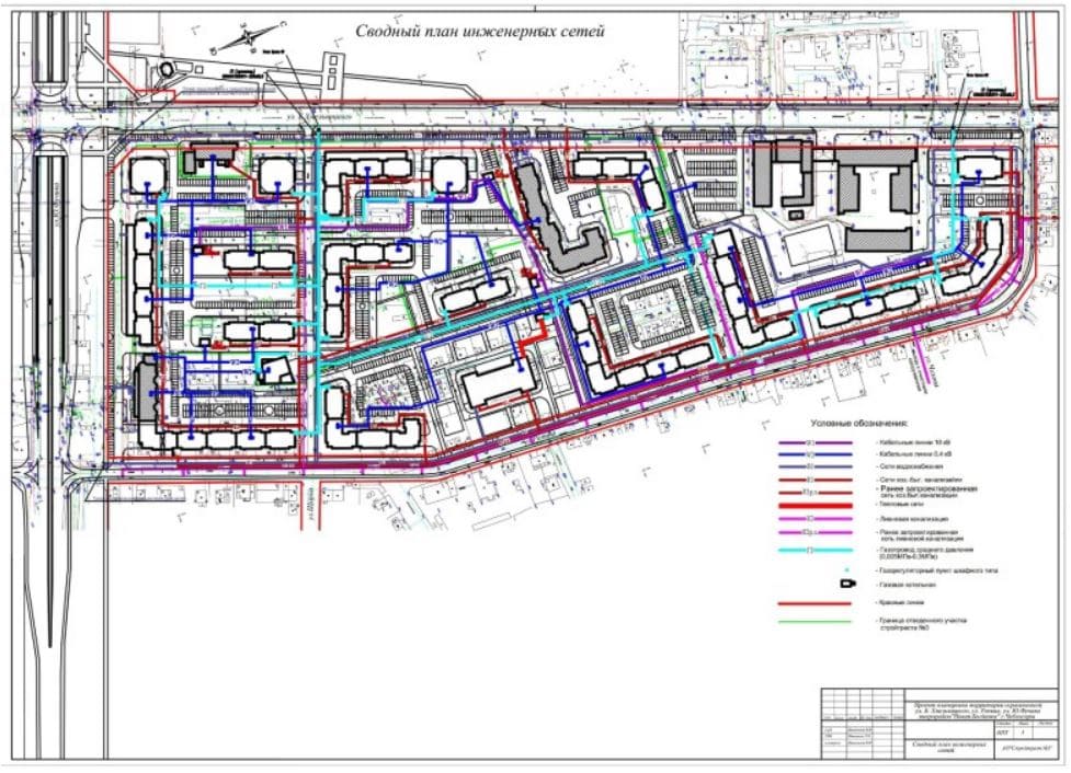План сети. Сводный план сетей чертеж. Сводный план инженерных сетей генплан поселка. Схема тепловой сети микрорайона.